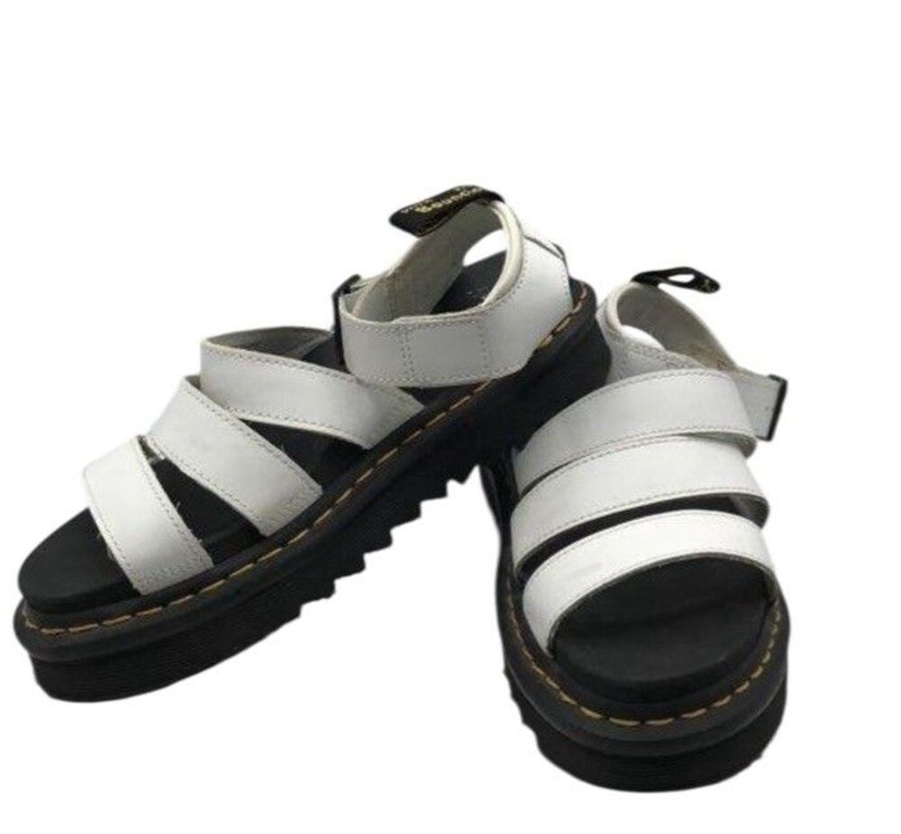 Dr Doc Martens Blaire Platform Womens White Leather Comfort Sandals EU 38 Chunky